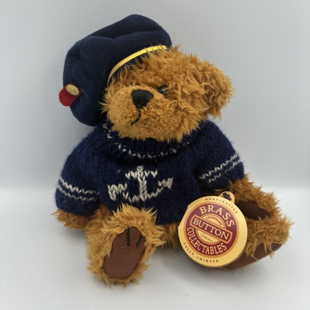 Pickford BearsLtd. "Tango" TheBrass Button Bear Of Happiness Blue Sweater Anchor